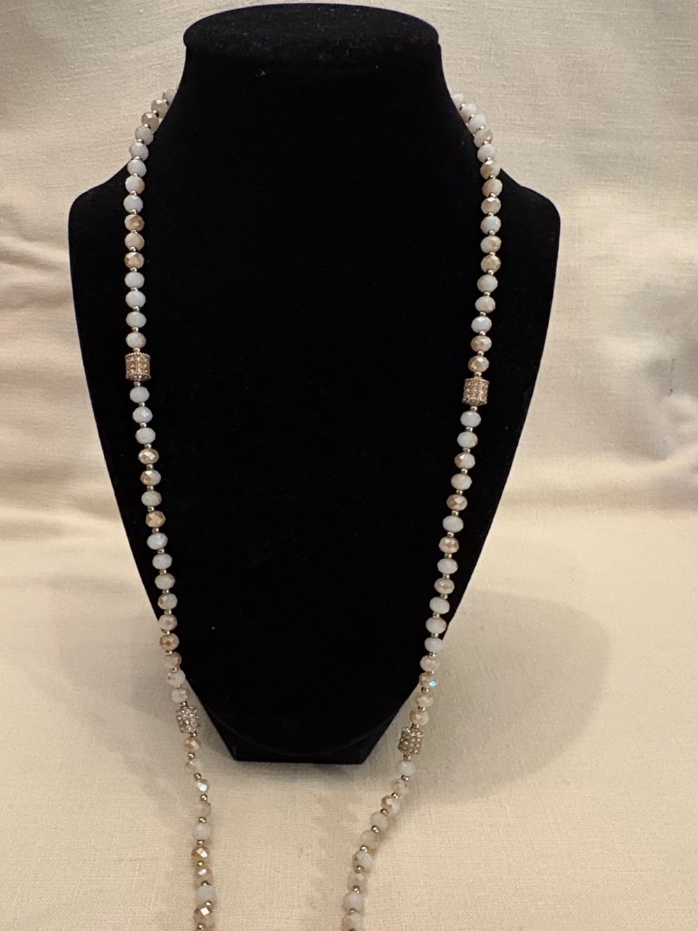 Elegant White Beaded Long Necklace - Women's Jewelry